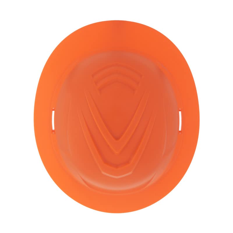 MSA 10215842 V-Gard C1 Non-Vented Hi-Viz Orange Full Brim with ReflectIR Cooling Thermal Barrier and Fas-Trac III Suspension