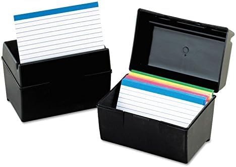 Oxford Plastic Index Card Box, 4 x 6 Inches, 400 Card Capacity, Black (01461) (Pack of 6) 4 x 6 (Pack of 6) Index Card Box