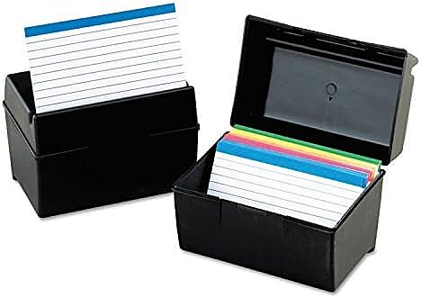 Oxford Plastic Index Card Box, 4 x 6 Inches, 400 Card Capacity, Black (01461) (Pack of 6) 4 x 6 (Pack of 6) Index Card Box