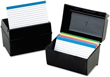 Oxford Plastic Index Card Box, 4 x 6 Inches, 400 Card Capacity, Black (01461) (Pack of 6) 4 x 6 (Pack of 6) Index Card Box