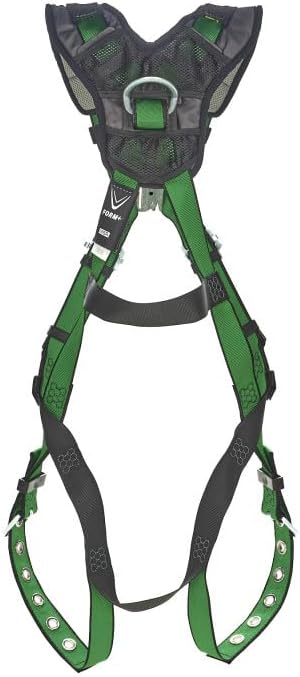 MSA 10206086 V-Form+ Full Body Safety Harness - Size: Extra Large, D-Ring Configuration: Back, Tongue Buckle Leg Straps