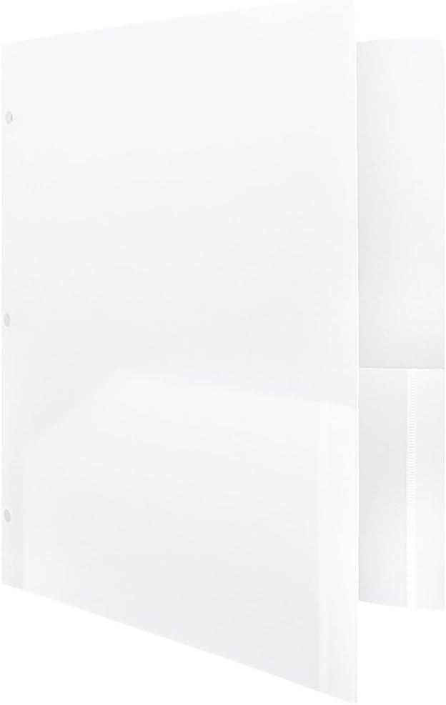 JAM PAPER Heavy Duty Plastic 3-Hole Punched 2-Pocket Presentation Folders
