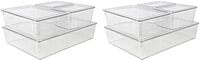 Martha Stewart Brody Plastic Storage Organizer Bins with Lids for Home Office, Kitchen, or Bathroom, 8 Pack