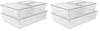 Martha Stewart Brody Plastic Storage Organizer Bins with Lids for Home Office, Kitchen, or Bathroom, 8 Pack
