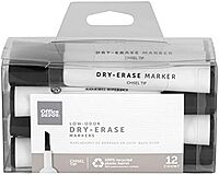 Office Depot Brand Low-Odor Dry-Erase Markers, Chisel Point, 100% Recycled Plastic Barrel, Black, Pack Of 12