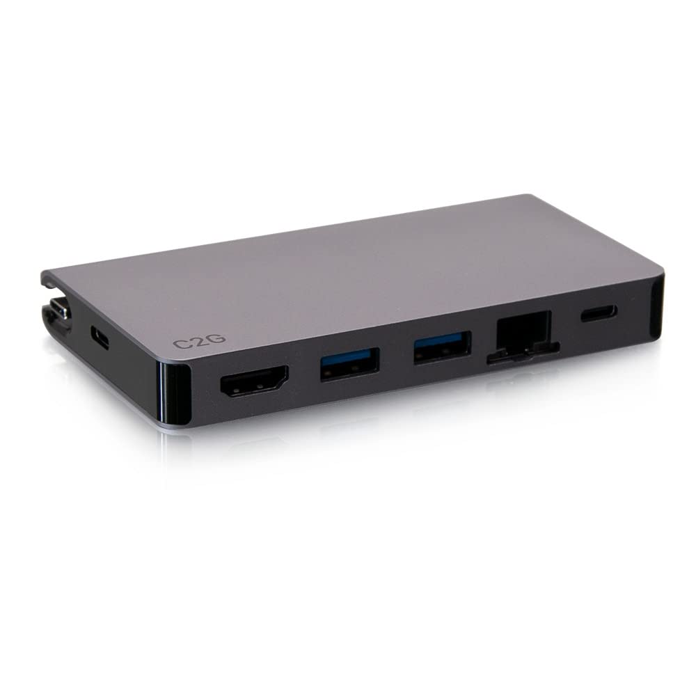 C2G USB-C® 5-in-1 Compact Dock with HDMI®, 2X USB-A, Ethernet, and USB-C Power Delivery up to 100W - 4K 30Hz