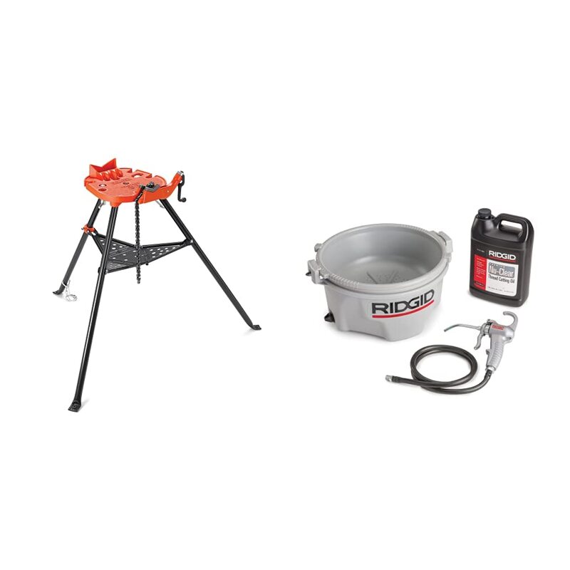 RIDGID 36273 460-6 TRISTAND Chain Vise and RIDGID 10883 Model 418 Oiler with Premium Thread Cutting Oil Chain Vise