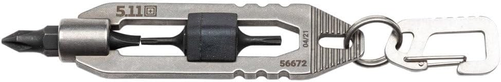 5.11 Tactical EDT Hex Tool Keychain, Stainless Steel, Style 56672, Tumbled Steel Color