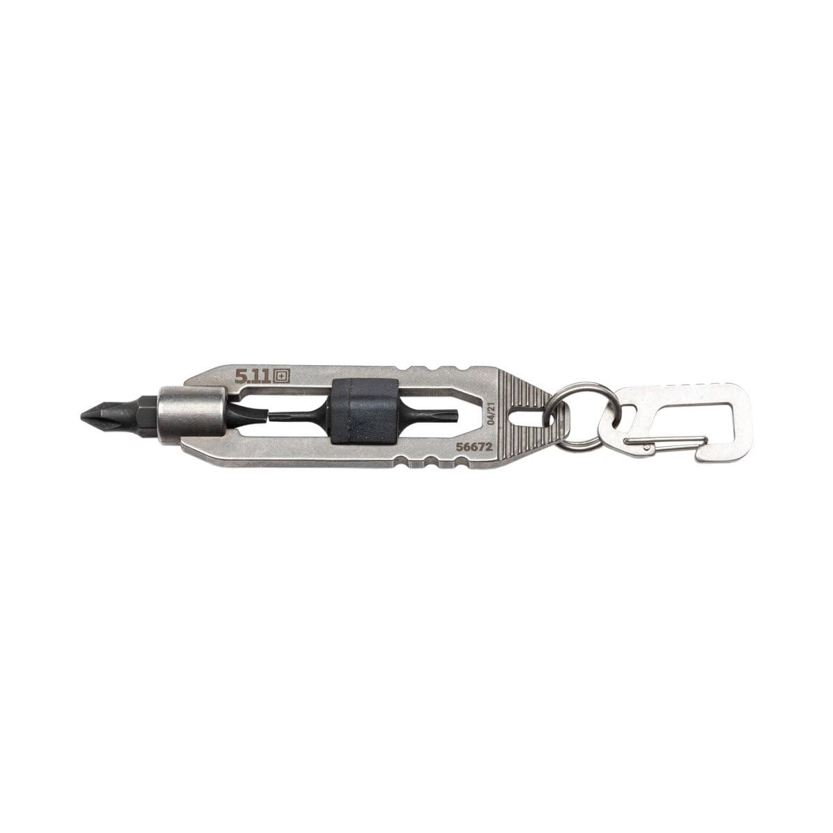 5.11 Tactical EDT Hex Tool Keychain, Stainless Steel, Style 56672, Tumbled Steel Color