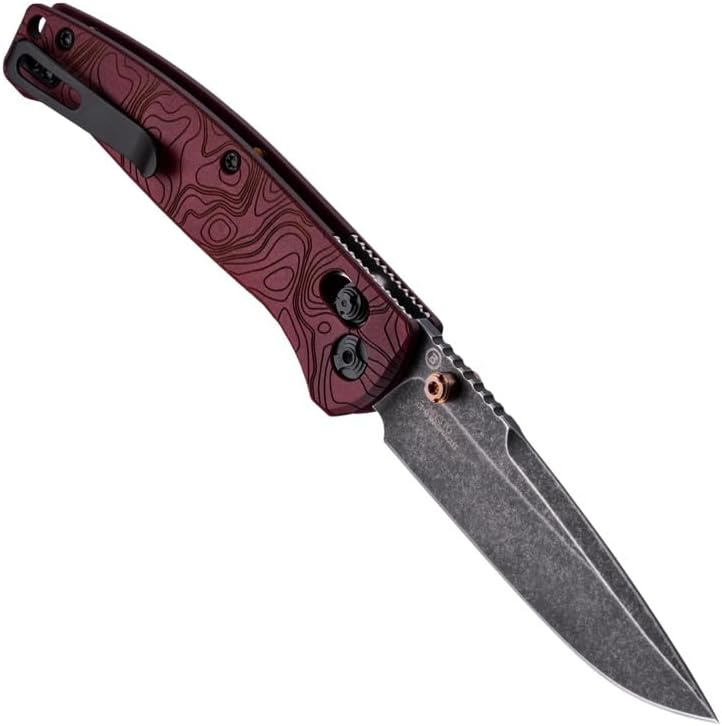 Hogue Mysto 3.4" Clip Point Manual Folder (Fire) Pocket Knife, Redstone Richlite Frame