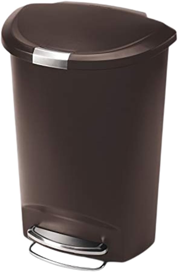 simplehuman 50 Liter / 13 Gallon Semi-Round Kitchen Step Trash Can with Secure Slide Lock