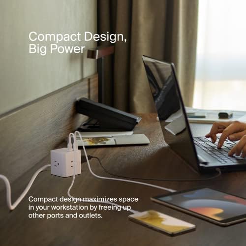 Belkin 6-Outlet Power Cube w/ 3 AC Outlets, 3 USB-A Ports, & 5ft Sturdy Extension Cord - Convenient Compact Cube for Home