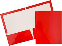 JAM PAPER Laminated Two-Pocket Glossy Presentation Folders - Letter Size