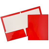 JAM PAPER Laminated Two-Pocket Glossy Presentation Folders - Letter Size