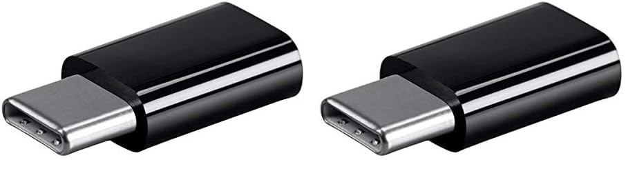 Monoprice USB-C to Micro B Adapter - Black, Male to Female with Gold Plated Contacts (Pack of 2)