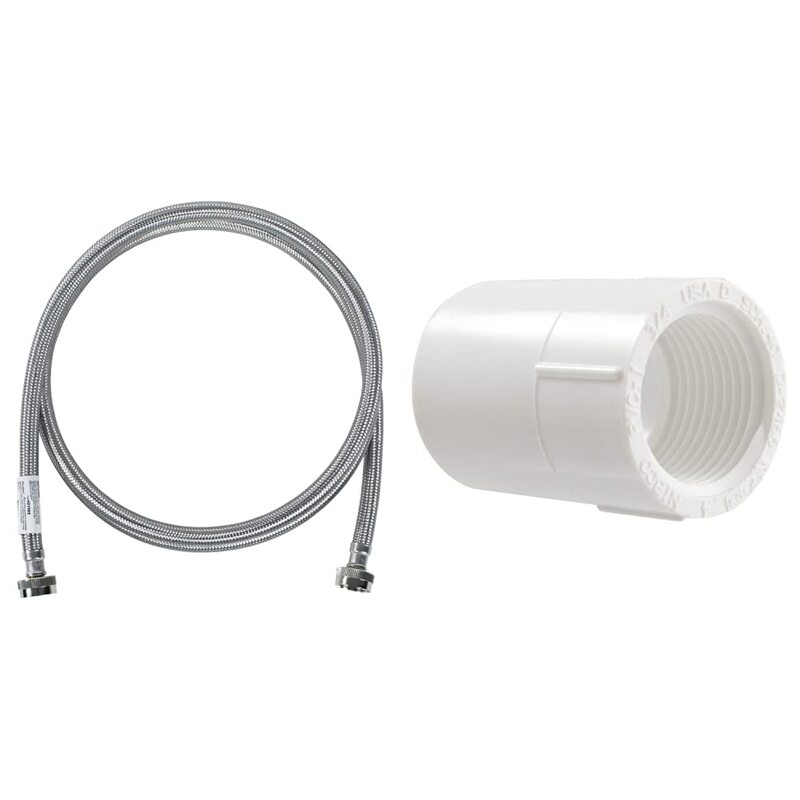 Certified Appliance Accessories Washing Machine Hose and NIBCO C435-007 3/4 in. PVC Fitting Hose + ADAPTER