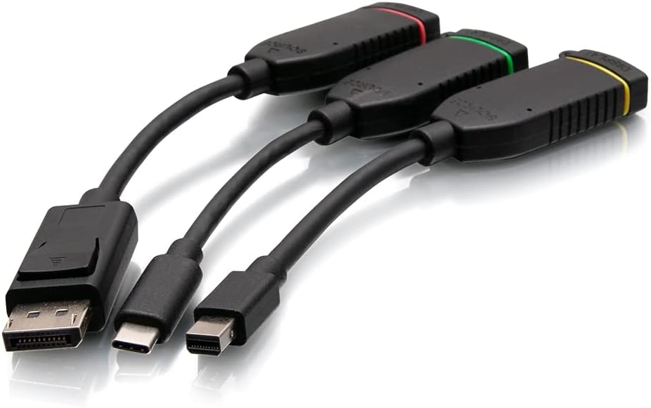 C2G Retractable Universal Mount 4K HDMI® Dongle Adapter Ring with Color Coded Mini DisplayPort™, DisplayPort, and USB-C®