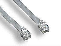 Monoprice Landline Telephone Cable - RJ12, 6P6C, Reverse for Voice, Flat Cable, 7 Feet, Silver Satin Finish