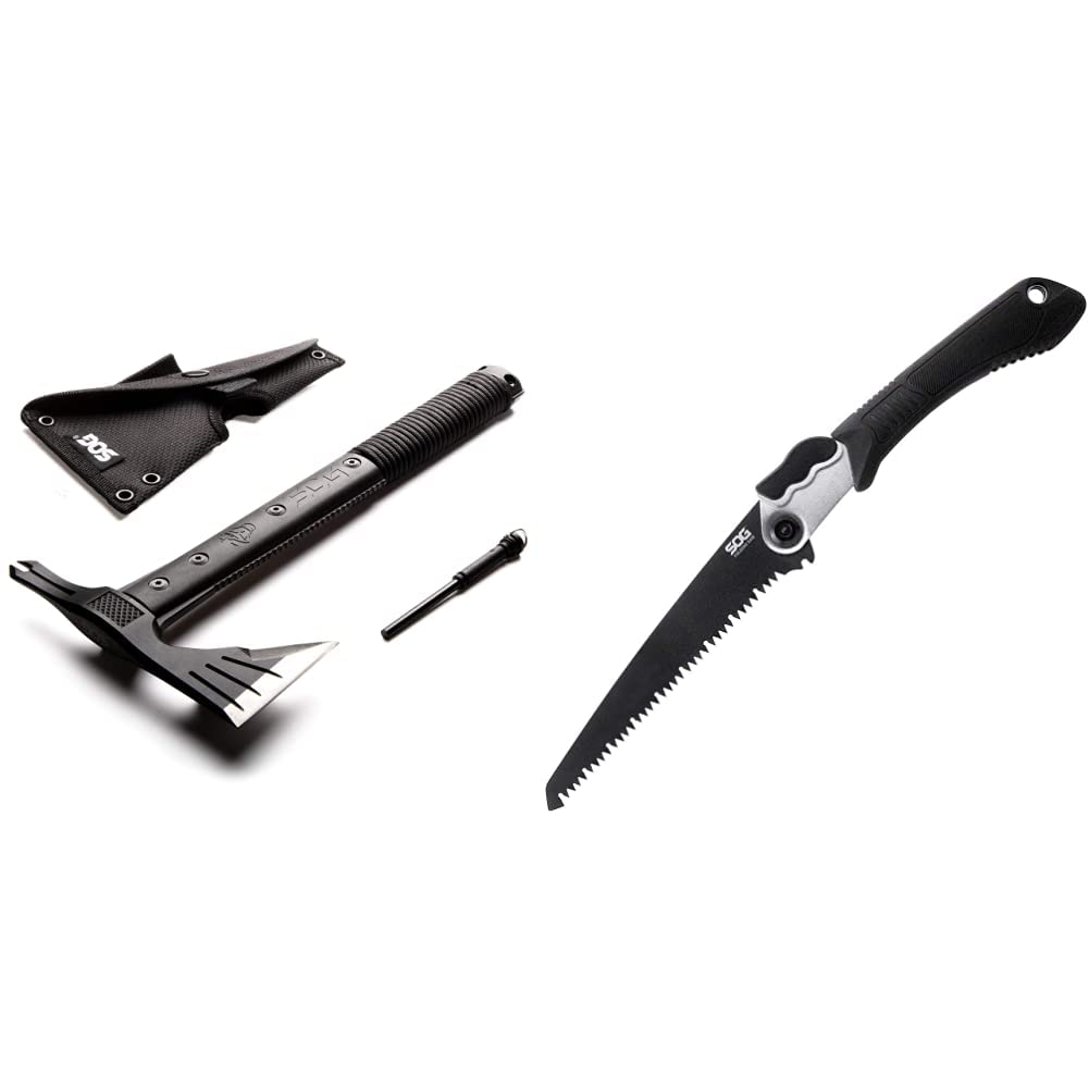 SOG Survival Hawk - Specialty Outdoor Tactical Hatchet, Fire Starter, Nail Puller & Folding Saw - Wood Saw, Hand Saw