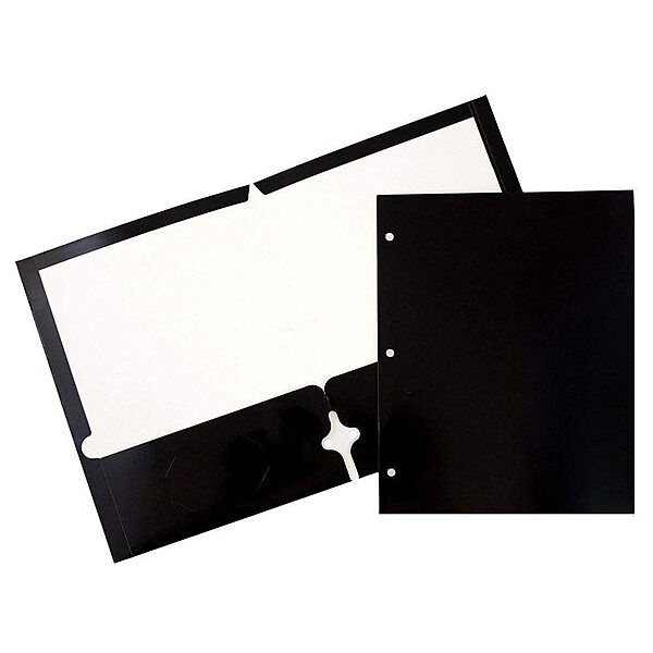 JAM PAPER Laminated Two-Pocket Glossy 3-Hole Letter Size Folders
