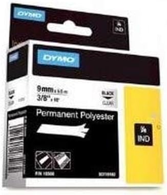 DYMO Permanent Polyester Industrial Label Tape, Clear with Black Print