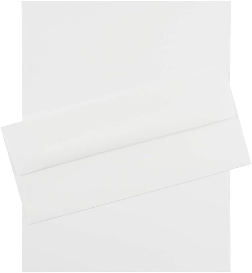 JAM PAPER #10 Business Stationery Set - 4 1/8 x 9 1/2 Envelopes & Matching Letter Paper - Strathmore Bright White Wove