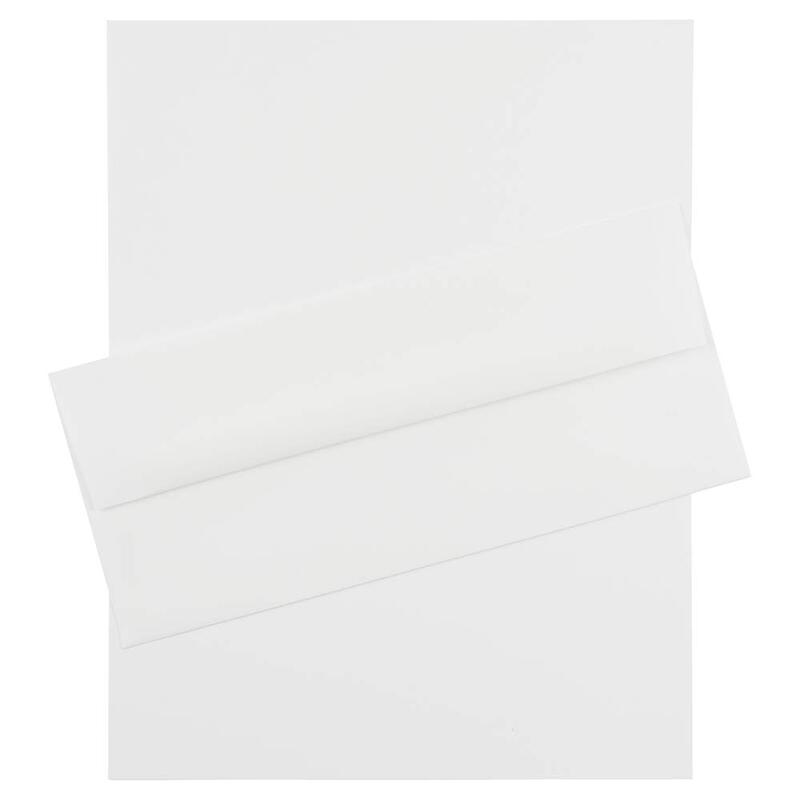 JAM PAPER #10 Business Stationery Set - 4 1/8 x 9 1/2 Envelopes & Matching Letter Paper - Strathmore Bright White Wove