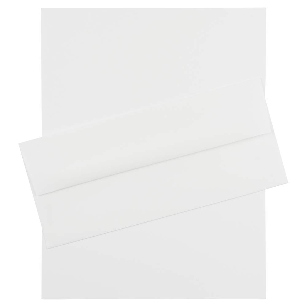 JAM PAPER #10 Business Stationery Set - 4 1/8 x 9 1/2 Envelopes & Matching Letter Paper - Strathmore Bright White Wove