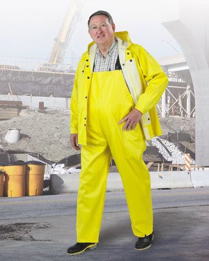 Rain Suit with Pants: Size 3X-Large, Non-Hazardous Protection, Yellow, Polyester & PVC