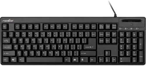 Rocstor KS20T 104-KEY Keyboard with Built-in Smart Card Reader - Common Access C
