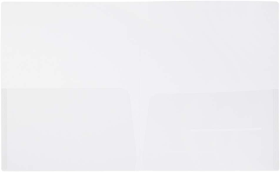 JAM Paper Regular-Weight 2-Pocket Plastic Presentation Folders, 9in x 12in, Clear, Pack Of 6