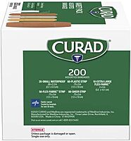 CURAD Assorted Adhesive Bandages, 4-Sided Seal, Variety Pack, 200 Count, 1 Pack