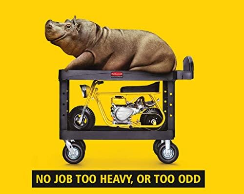 Rubbermaid Commercial Products 2-Shelf Service/Utility Cart with Wheels, 300-Pound Capacity, Black