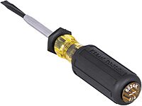 Klein Tools 6024K Slotted Screw-Holding Screwdriver, 1/4-Inch Split-Blade Flat Head Driver, Positive Gripping Action