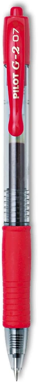 Pilot G2 Premium Gel Roller Pens, Fine Point 0.7 mm, Red Pens, Pack of 12 - Ideal for School, Journaling & Office Writing