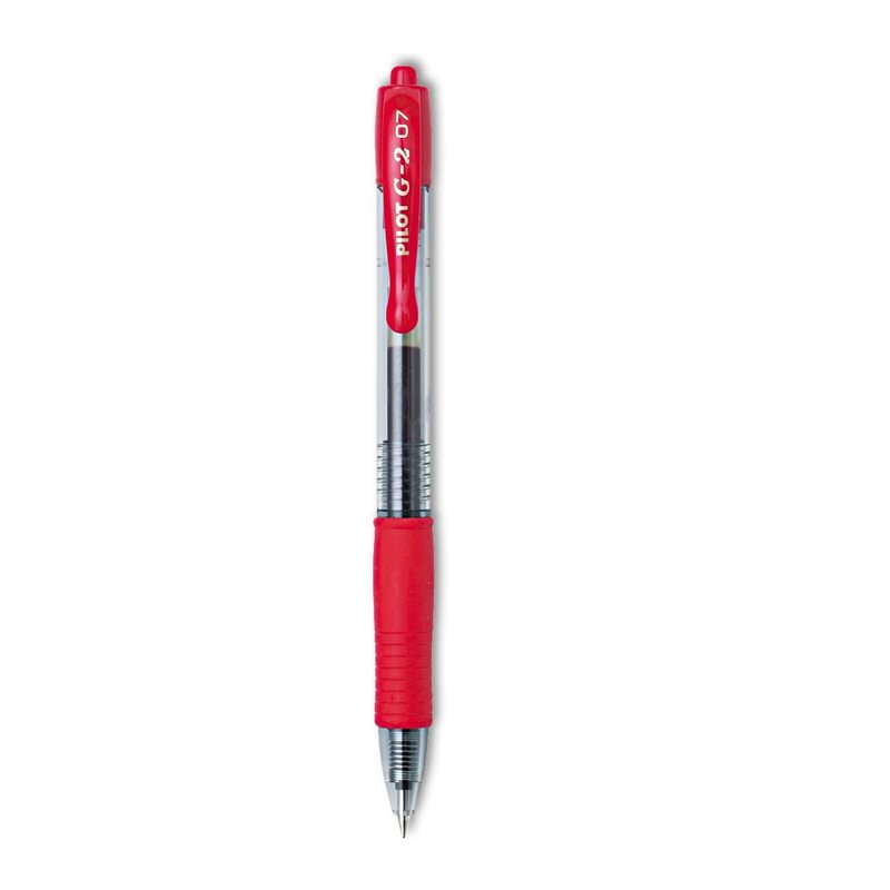 Pilot G2 Premium Gel Roller Pens, Fine Point 0.7 mm, Red Pens, Pack of 12 - Ideal for School, Journaling & Office Writing