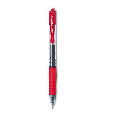 Pilot G2 Premium Gel Roller Pens, Fine Point 0.7 mm, Red Pens, Pack of 12 - Ideal for School, Journaling & Office Writing