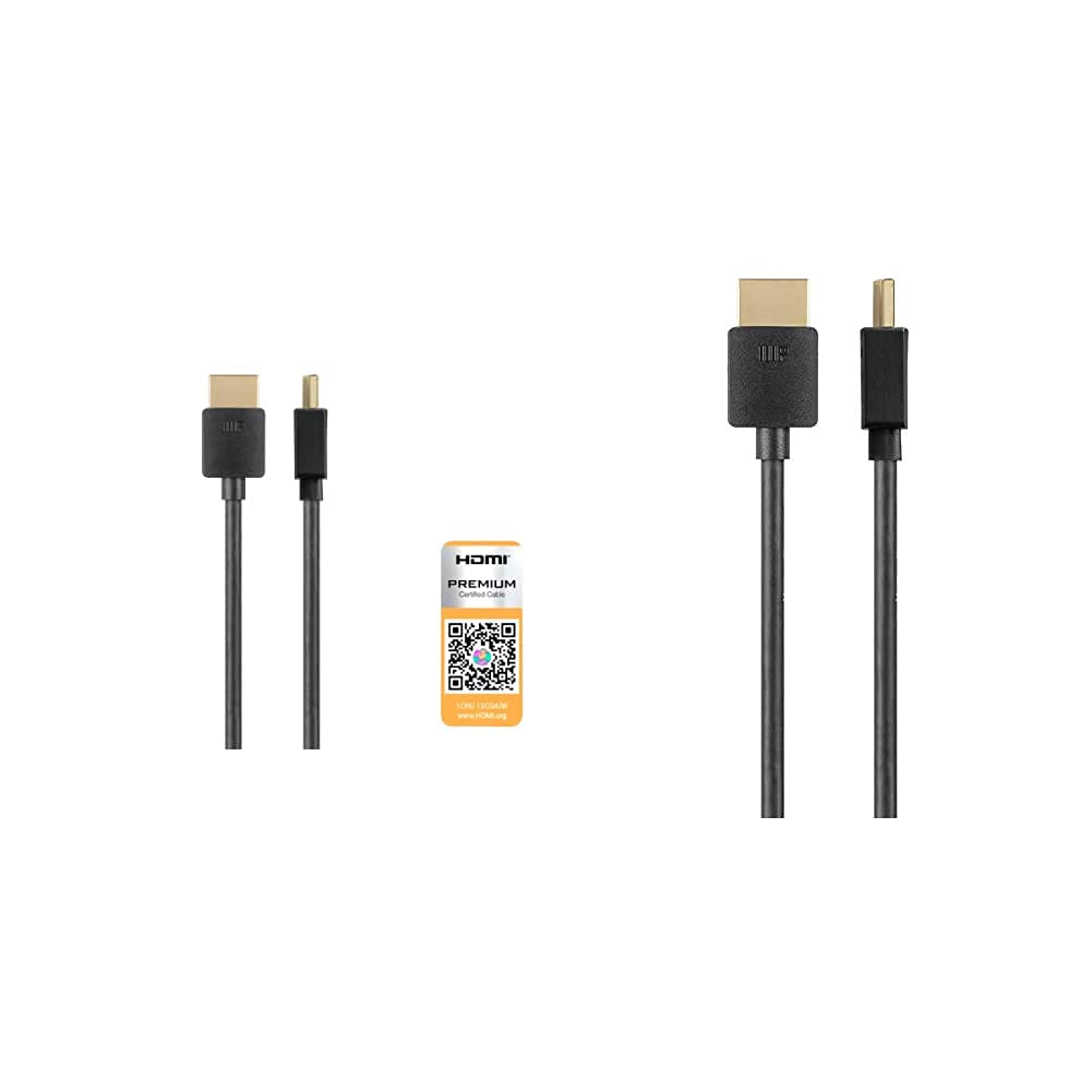 Monoprice High Speed HDMI Cable - 2 Feet - Black| Certified Premium, 4K@60Hz, HDR, 18Gbps