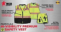 MCR Safety Hi Vis Reflective Safety Vest, ANSI 107 Type R Class 2, 3in Silver PSURVCL2LSL