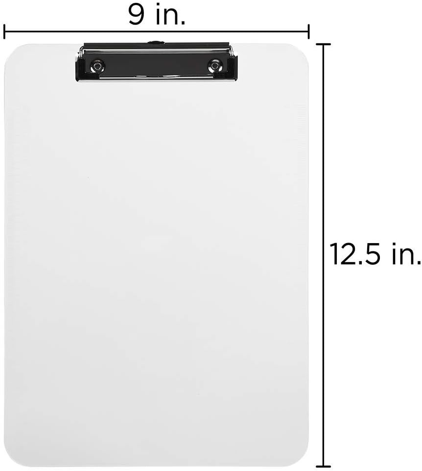 JAM PAPER Plastic Clipboards with Low-Profile Metal Clip - Letter Size