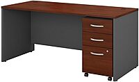 Bush Business Furniture Series C 66W x 30D Office Desk with Mobile File Cabinet in Hansen Cherry Hansen Cherry 66W x 30D