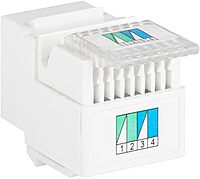 Monoprice RJ11 Toolless 180-Degree Keystone Jack - For 22-26AWG Solid Wire, White 1 Count (Pack of 1)