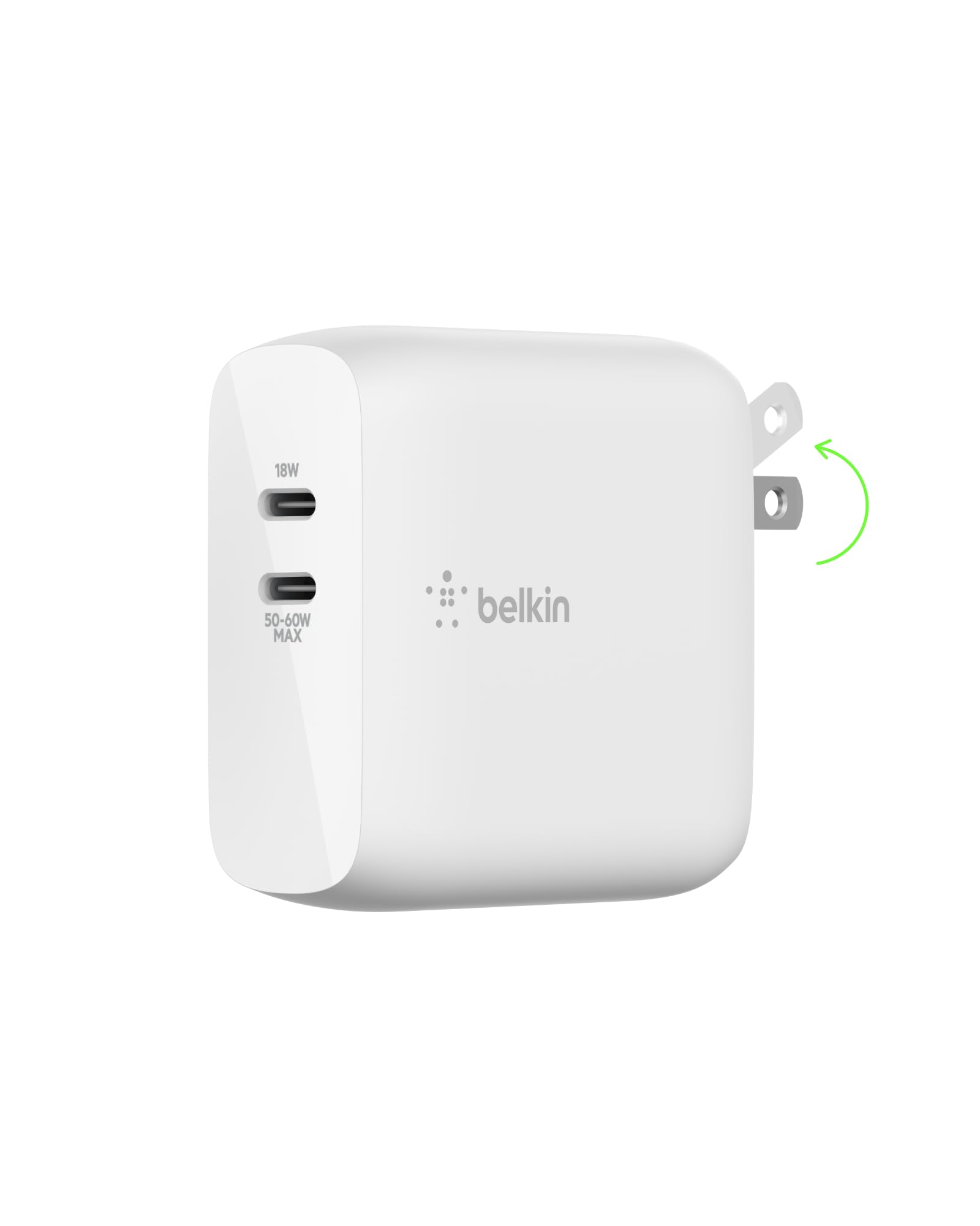 Belkin Dual Port USB C Charger Block 68W - GaN Fast Charging - Type C - USB-C PD Charge for Apple iPhone 16