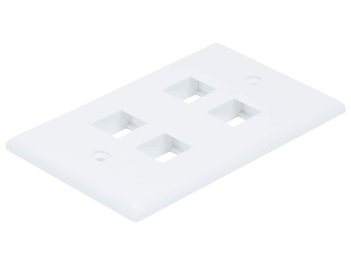 Monoprice 4-Hole 1-Gang Keystone Wall Plate - White
