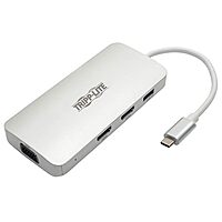 Tripp Lite USB C Docking Station w/ USB-A Hub, x2 HDMI, PD Charging 1080p @ 60Hz, Portable, Thunderbolt 3 Silver (U442-DOCK12-S)