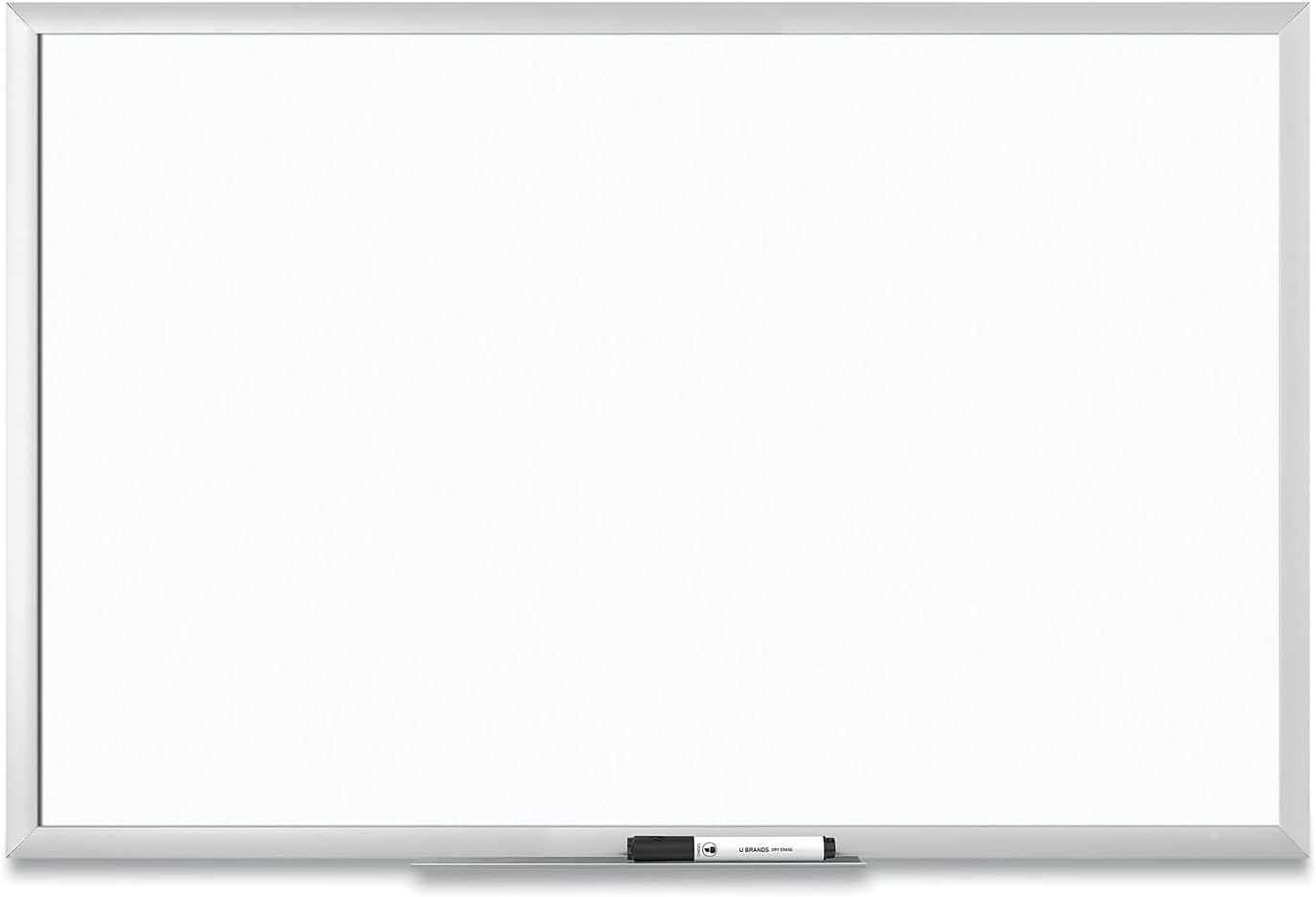 U BRANDS Melamine Non-Magnetic Dry-Erase Board, Silver Aluminum Frame