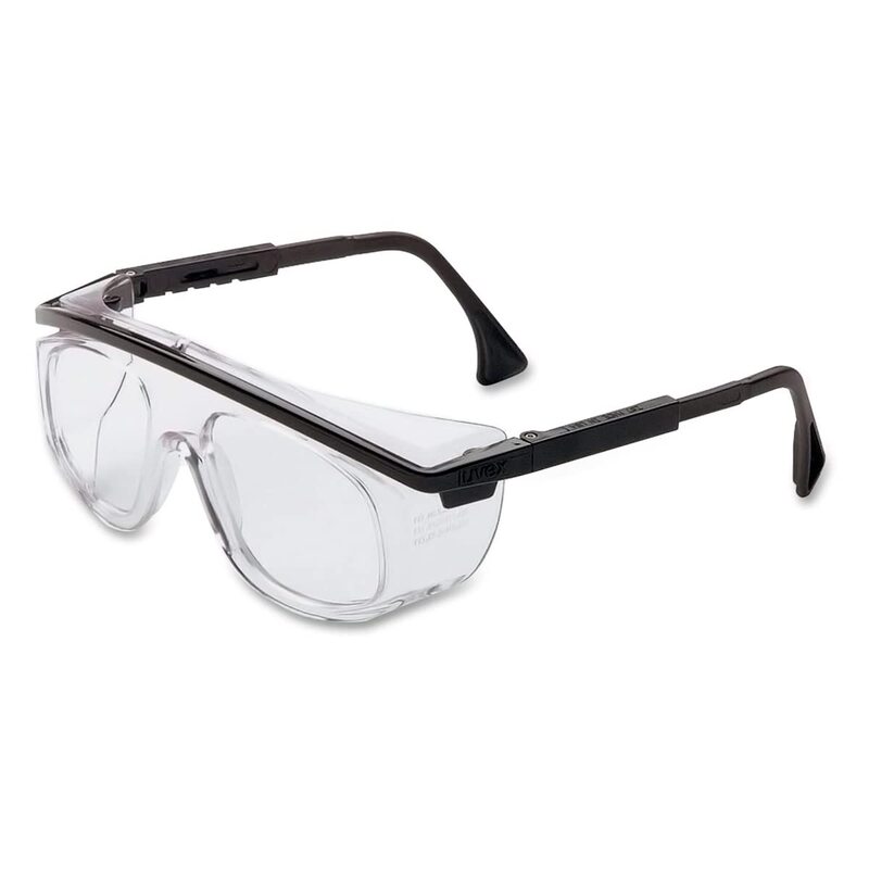 Honeywell Uvex Astro Otg 3001 Wraparound Safety Glasses, Black Plastic Frame, Clear Lens