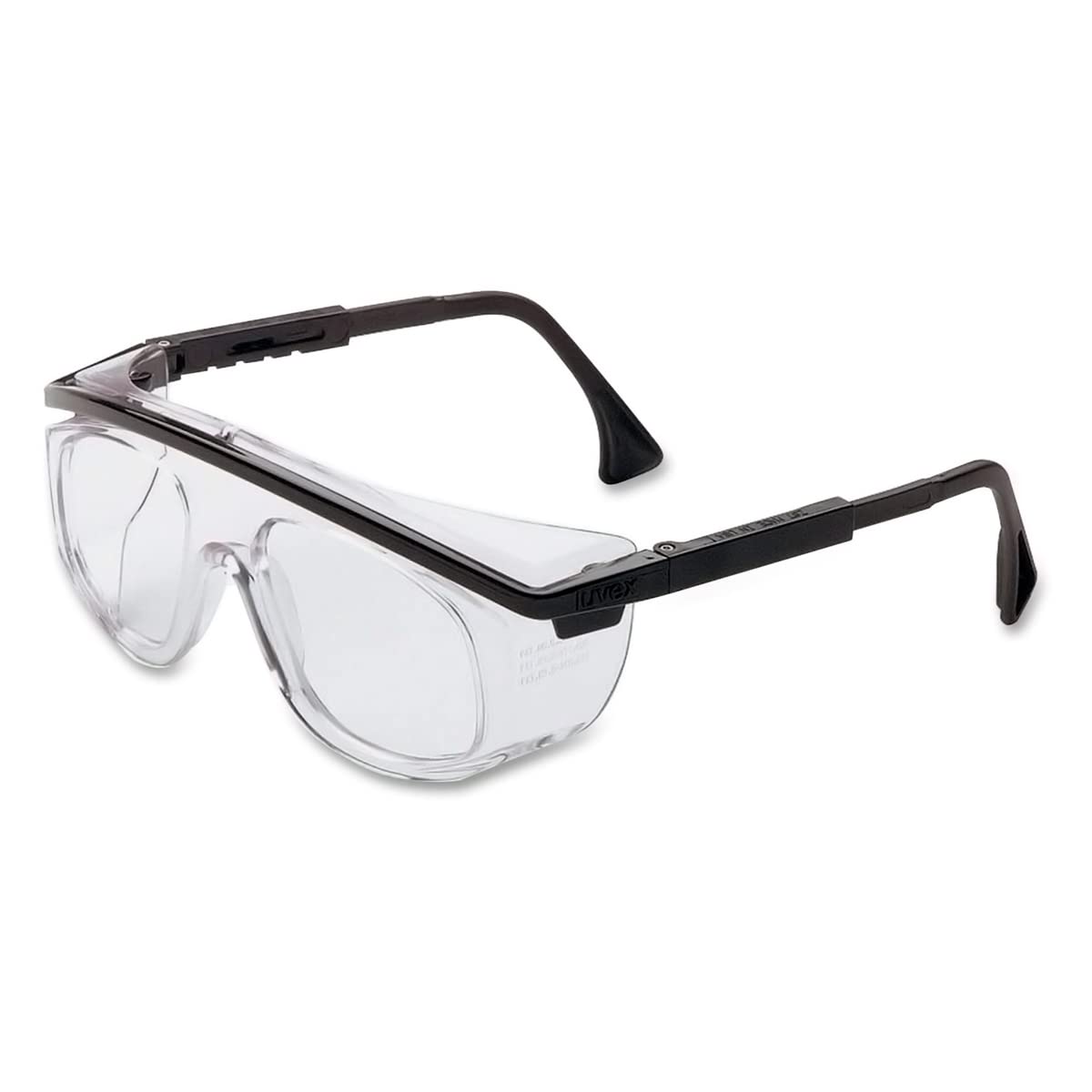 Honeywell Uvex Astro Otg 3001 Wraparound Safety Glasses, Black Plastic Frame, Clear Lens