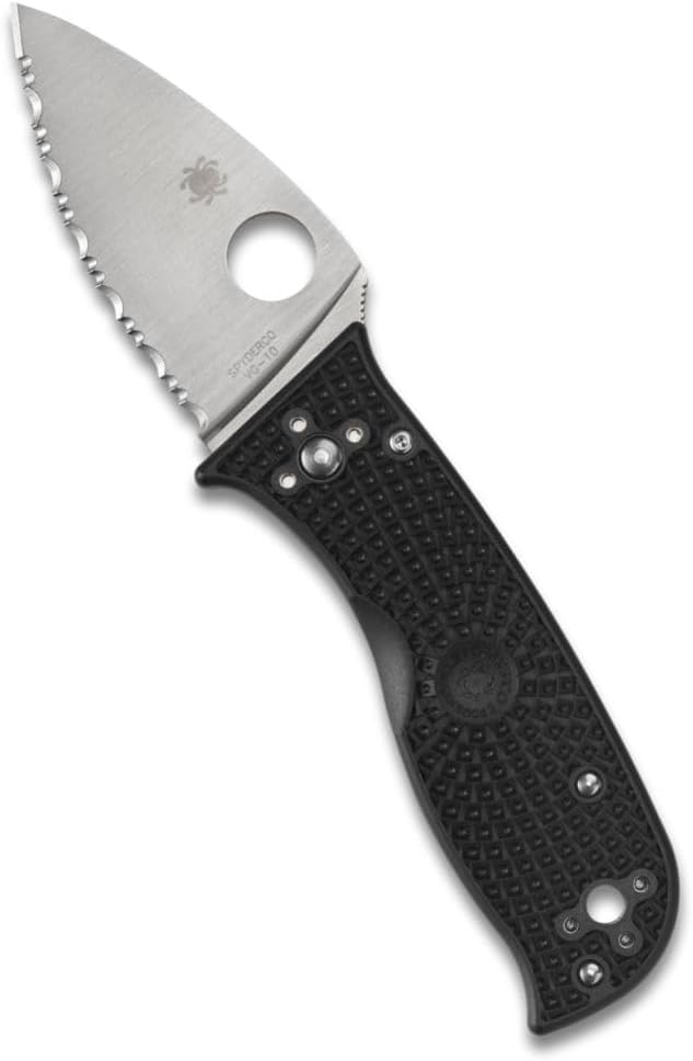 Spyderco Lil' Temperance 3 Lightweight Pocket Knife - SpyderEdge VG-10 Steel Blade with Bi-Directional Textured FRN Handle