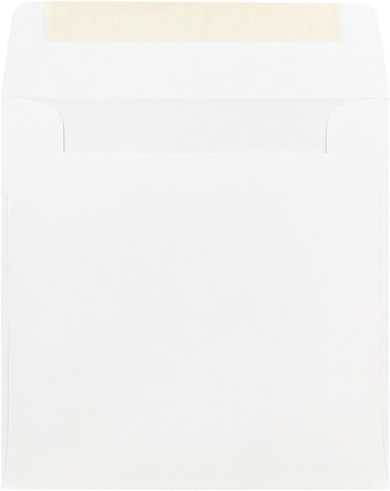 JAM PAPER Square Invitation Envelopes - White - Gummed Seal - 25/Pack